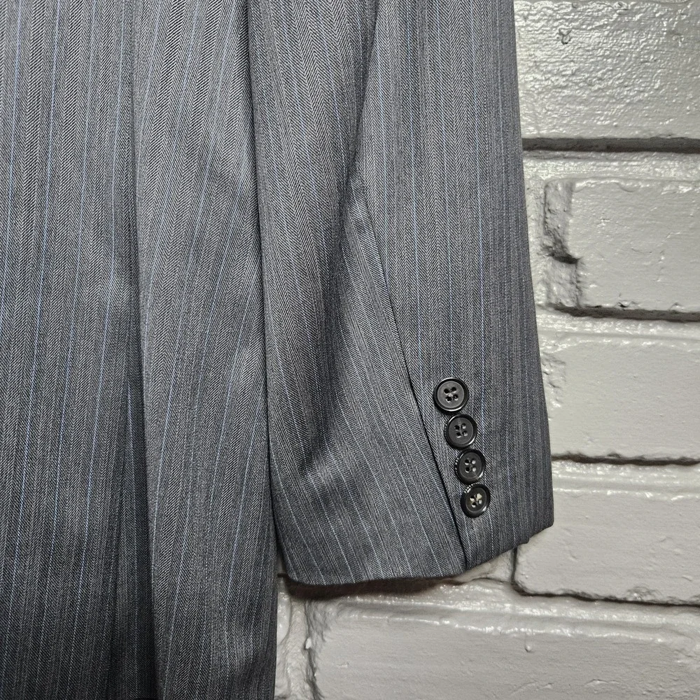 Ted Baker Endurance Suit Blazer Jacket‎ Mens 46R Gray Wool Pinstripe